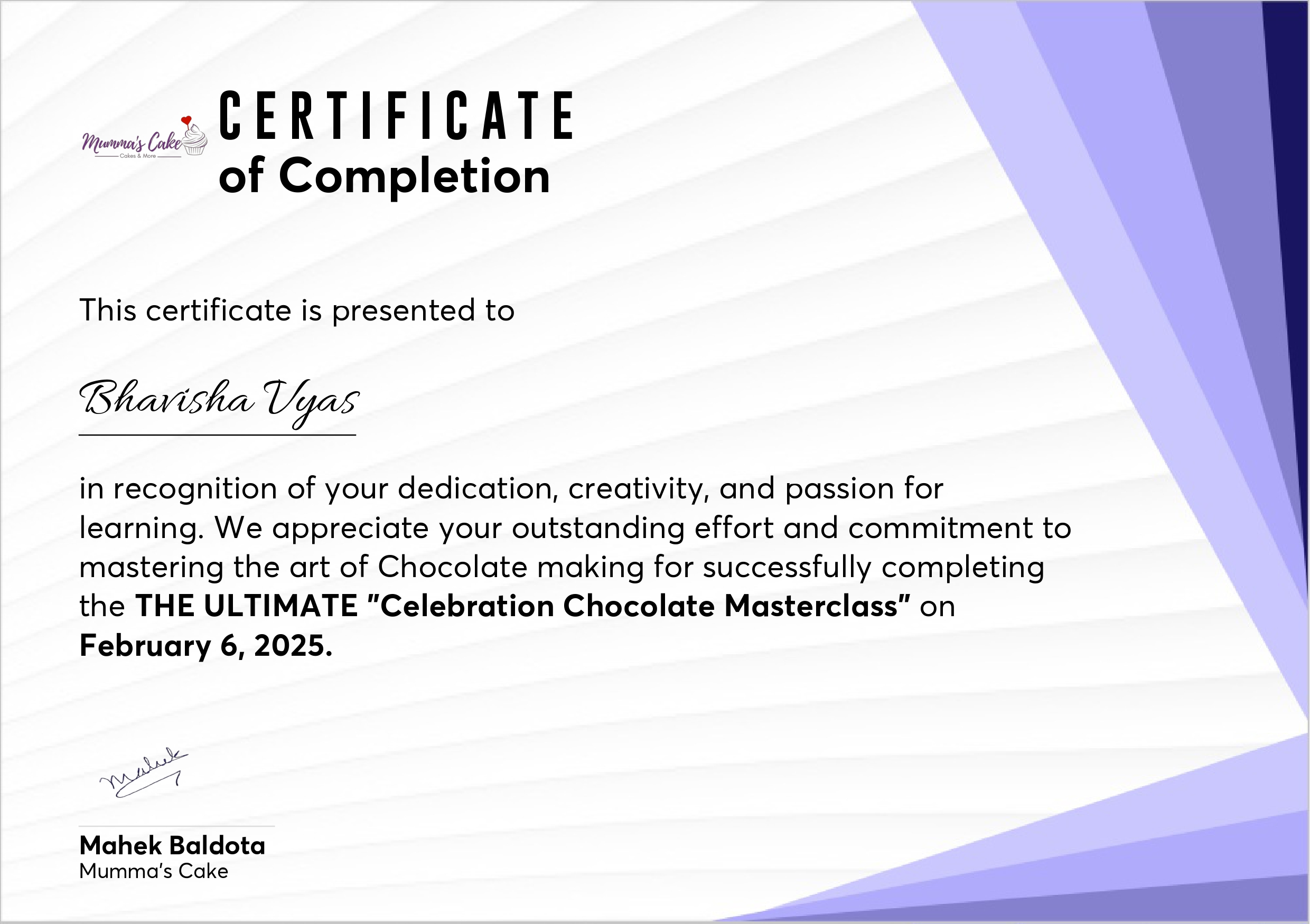 Best Home Baker Award